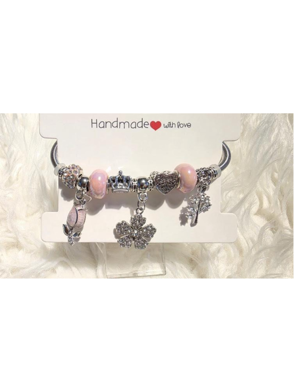 Handmade Charm Bracelet: Acrylic, Resin Beads, Metal Alloy Charms, Golden Snake